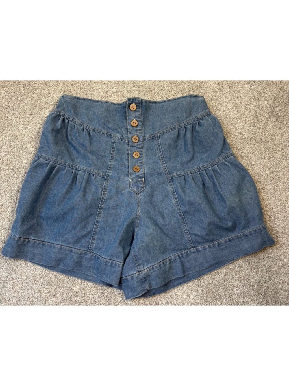 Cicy Bell Womens 8  Jean Shorts Button Up High Waisted Wide Leg Denim  Pockets